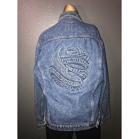 harley davidson blue jean jacket